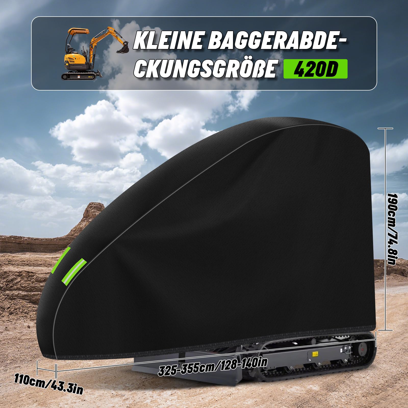Funda para Miniexcavadora, Funda Protectora 210D para Excavadora, Resistente a la Abrasión Duradera Lona para Miniexcavadora Pequeña contra Lluvia Nieve Viento Radiación UV Hojas, Lona para la