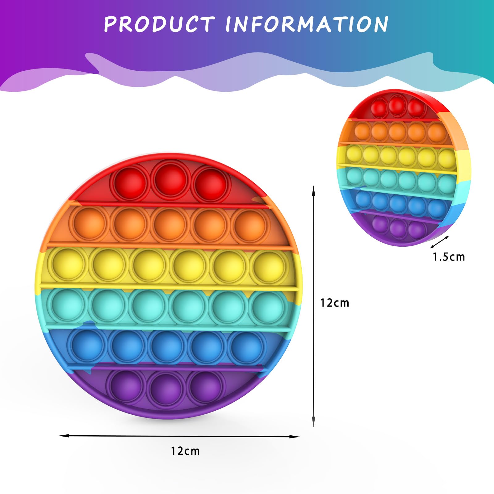 Bdwing Silicone Push e Pop Bubble Sensory Fiddling Toy, ansia di sollievo Finger Toy Autismo Bisogno Speciali Unpacking Stress Reliever per Bambini e Adulti (Color-Round)