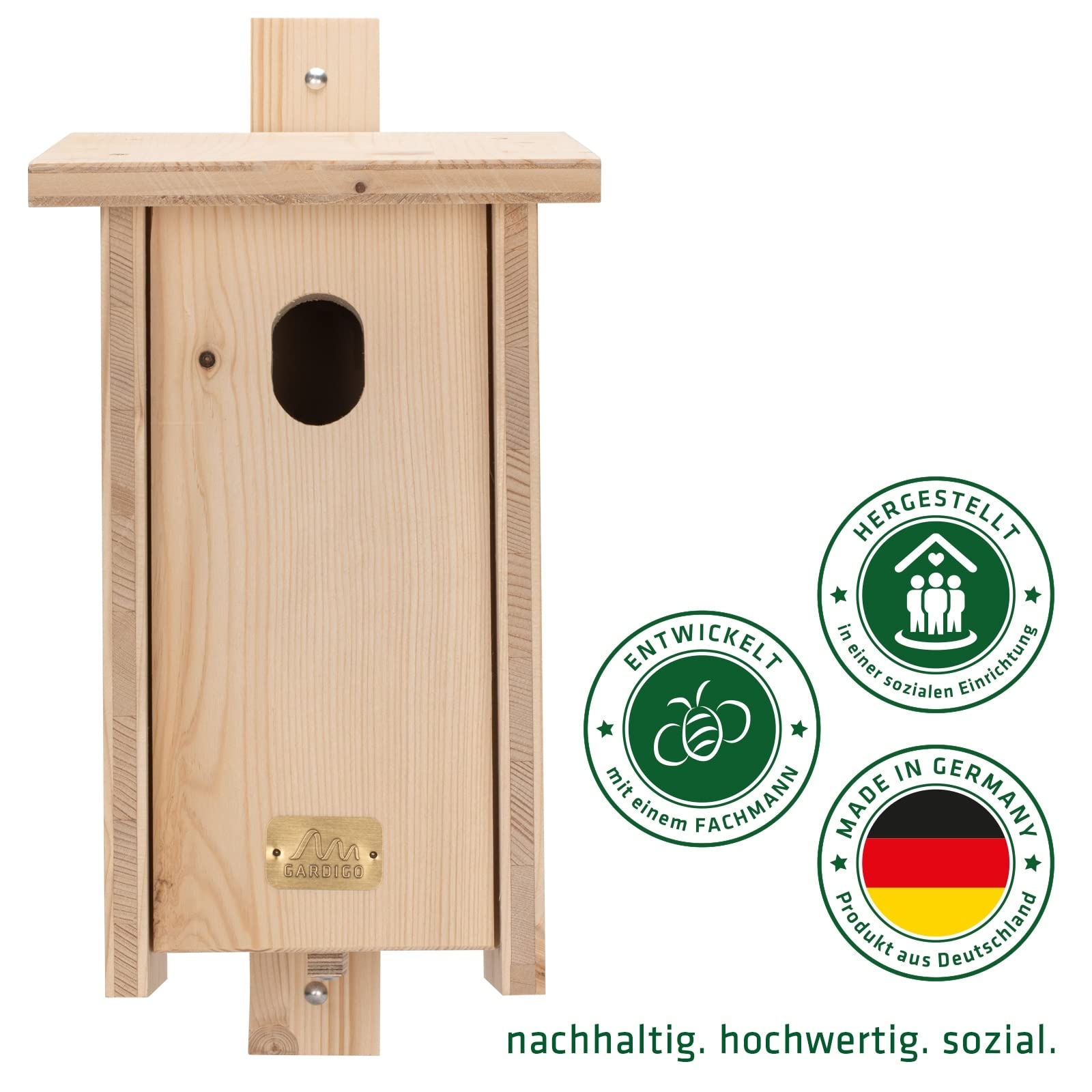 Gardigo Nichoir DIY pour Queue Rouge de Jardin I Kit de Bricolage en Bois d'Épicéa Non Traité et Résistant aux Intempéries I Fabriqué en Allemagne