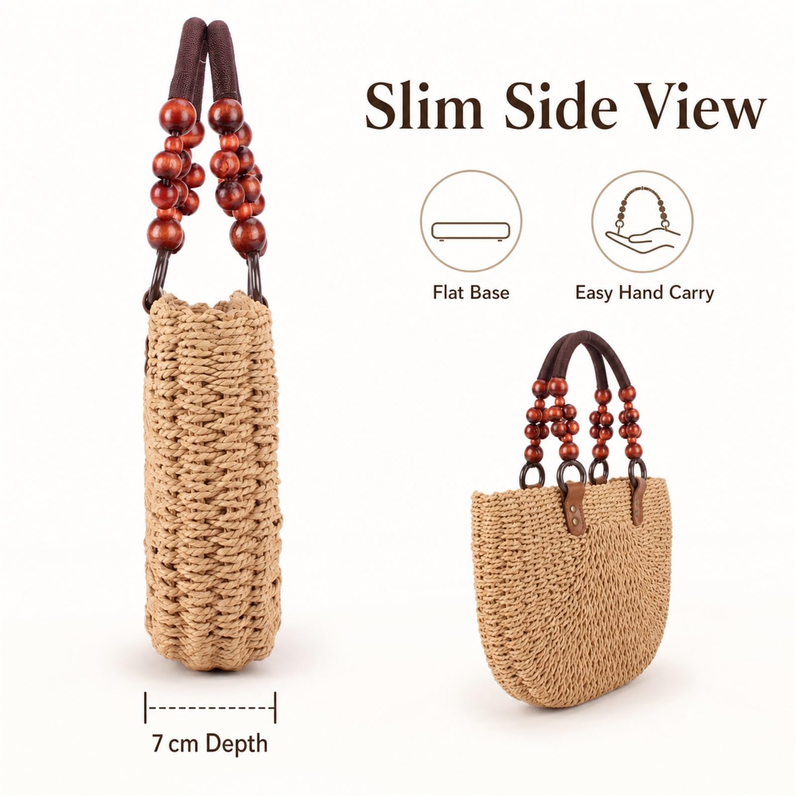 Sac De Plages en Paille,Panier De Plages en Osier,Panier De Plages en Paille,Sac Cabas en Paille,Sac De Shopping Tressé,Sac De Plages en Paille pour Femme Grande Capacité