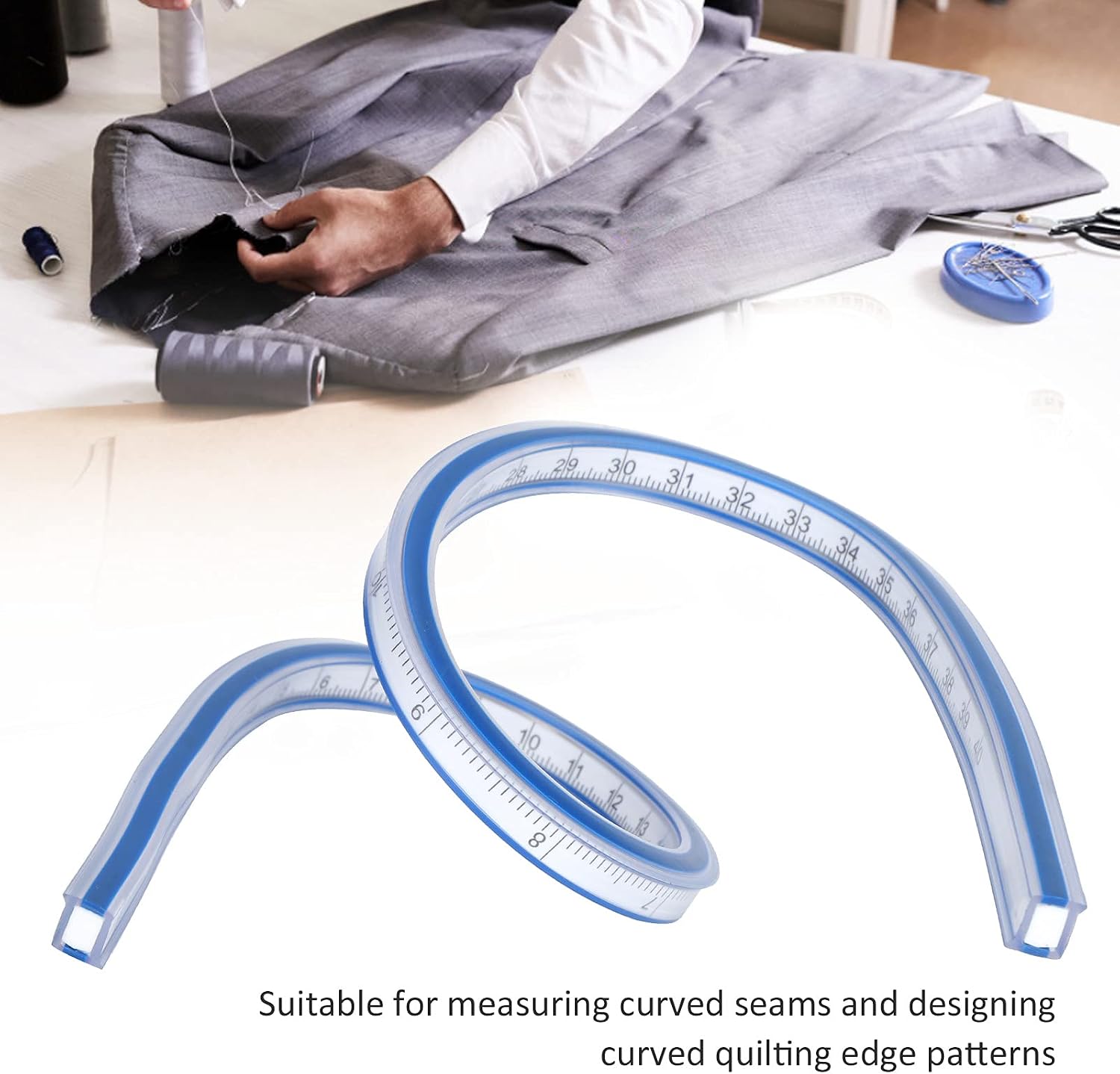 Flexible Curve Ruler, Plastic Metric Scale, Bendable Soft Measu Tool for Drawing and Sewing (40cm)