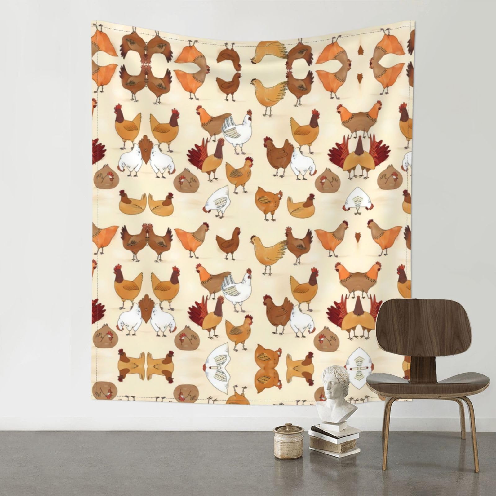 YYHWHJDE Chicken Pattern Prints Wall Tapestry 60x51in - High-Grade Polyester Throw for Dorm Room Decor, Beach Blankets & Home Accent