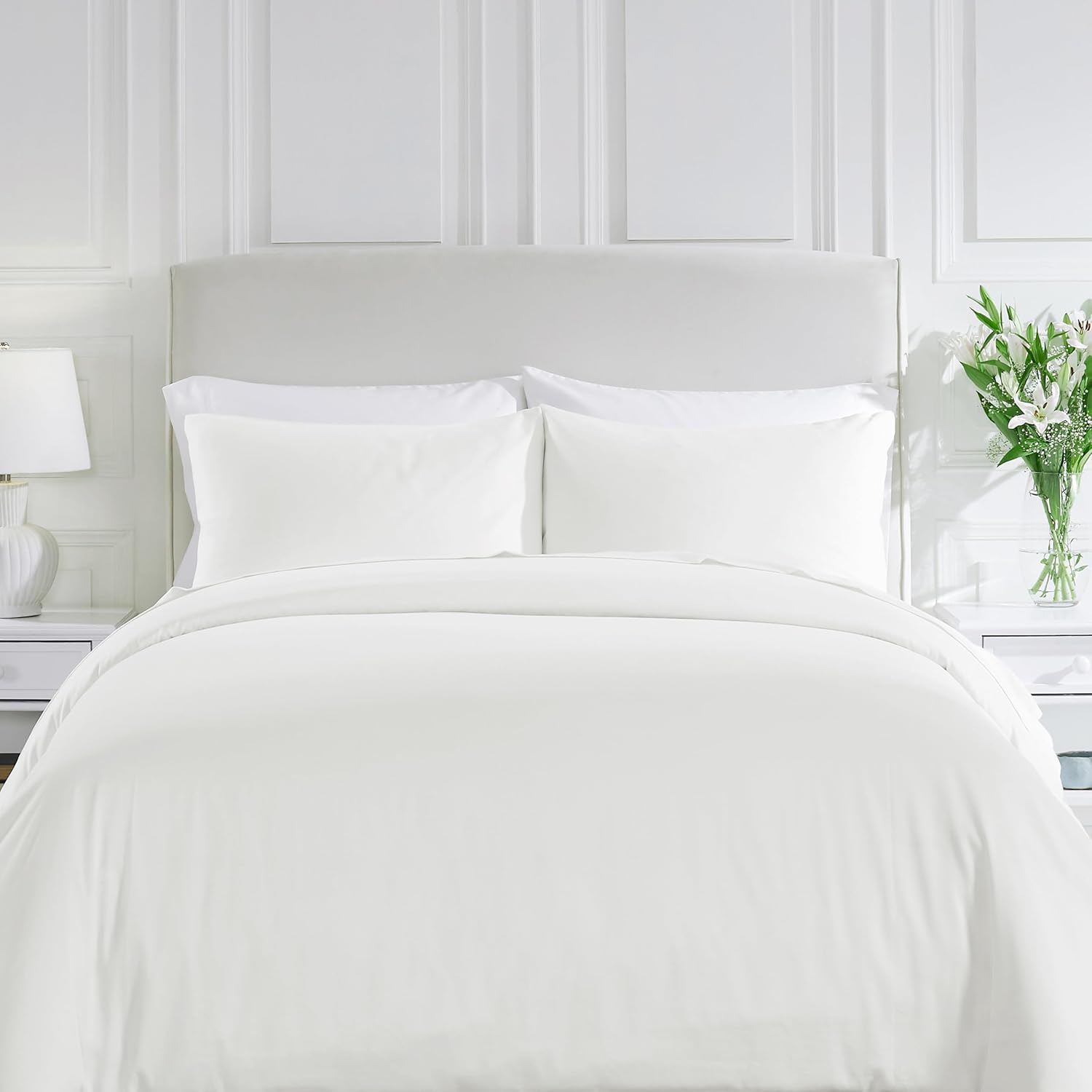 California Design Den King Size Duvet Cover Only - Winner Good Housekeeping Best Bedding Awards 2025, 400 Thread Count Sateen, 100% Cotton Duvet Covers King, Button Closure & Corner Ties - Pale Ivory