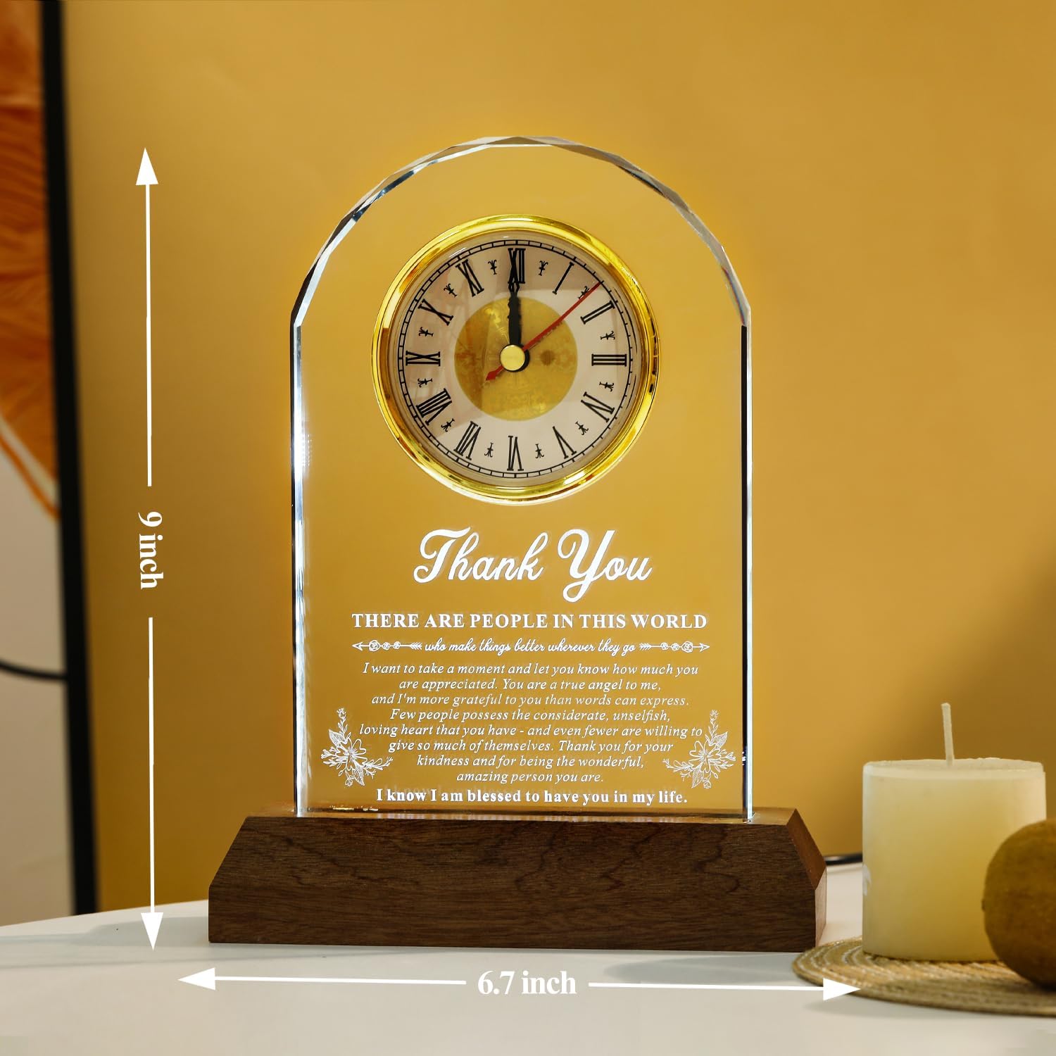 Thank You Gifts for Men Women -LED Crystal Clock with Laser Engraving 9x6.7,Appreciation Gift for Friends Teacher Hostess Nurse,Thanksgiving Gratitude Gifts for Boss Employee Coworkers - Image 3