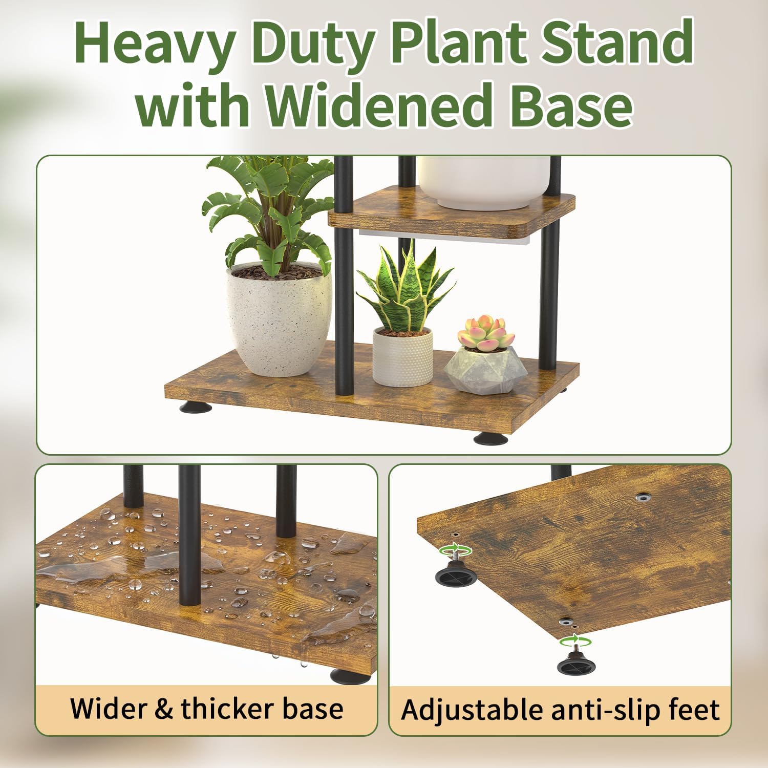 LASZOLA Plant Stand Shelf Tall Indoor with Grow Light, Wooden 5 Tier Corner image 5