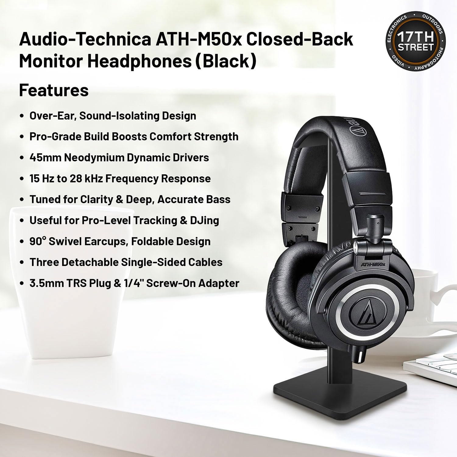 Audio-Technica ATH-M50x Closed-Back Professional Monitor