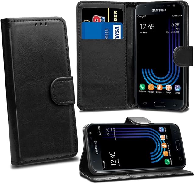 Galaxy J3 2017 J330 Cases - Black Premium Wallet Leather Flip Case Cover For Samsung Galaxy J3 2017 J330 [Card Holder] [Magnetic Closure]