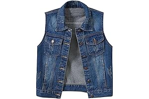 Women's Sleeveless Jacket Denim Vest Buttoned Washed