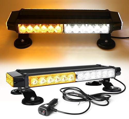 14.5" 30 LED Emergency Strobe Light Bar for Vehicle Roof Top. 7 Flash Mode Double Side LED High Intensity Emergency Hazard Warning Flashing Beacon