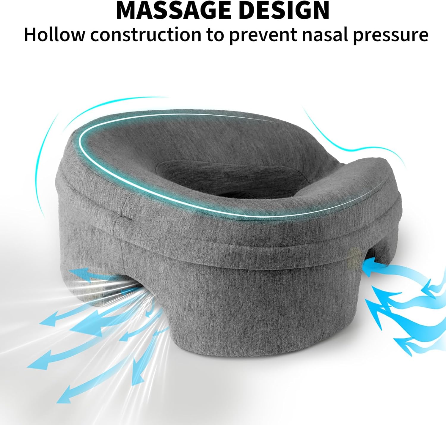 Face Down Pillow Massage Headrest for Bed, Stomach Sleeping Pillow, BBL Pillow After Surgery Post Eye Surgery Recovery & Vitrectomy Recovery for Massage Tables, Piercing Pillows Removable Cover Black