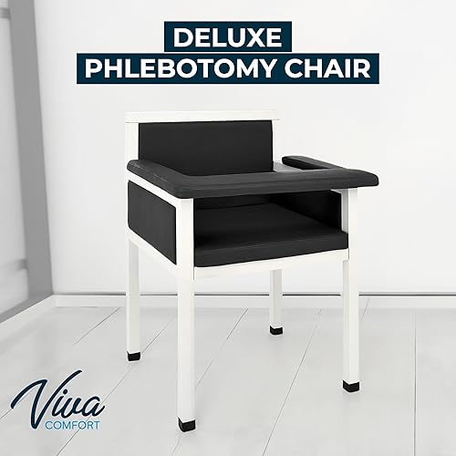 Miniatura 3 de Luxe Silla tapizada para dibujo de sangre, asiento acolchado de flebotomía con reposabrazos ajustable y marco de acero, ideal para hospitales e