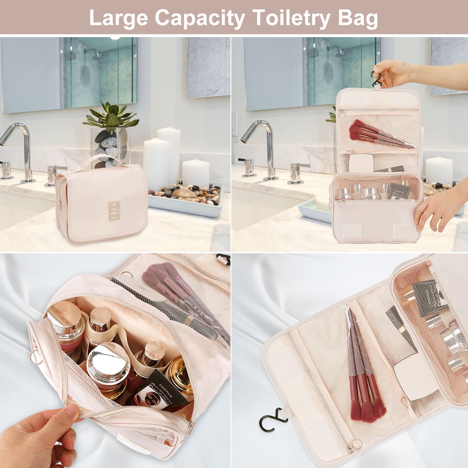 Organizer Valigie Set di 9, Cubo di Viaggio Cubi di Imballaggio, Cosmetici Abbigliamento Intimo Calzature Organizzatori Sacchi Valigia di Stoccaggio Set, Beige