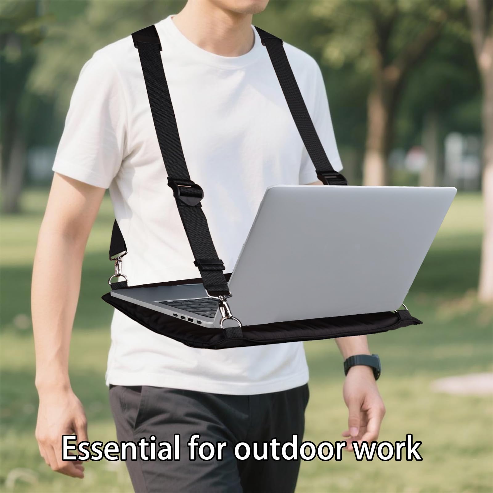 Imbracatura Portatile per Laptop da Passeggio, Supporto Regolabile Indossabile Laptop con Cinghie Ergonomiche Tablet da 40,6 cm E-Reader per Lavori All'Aperto