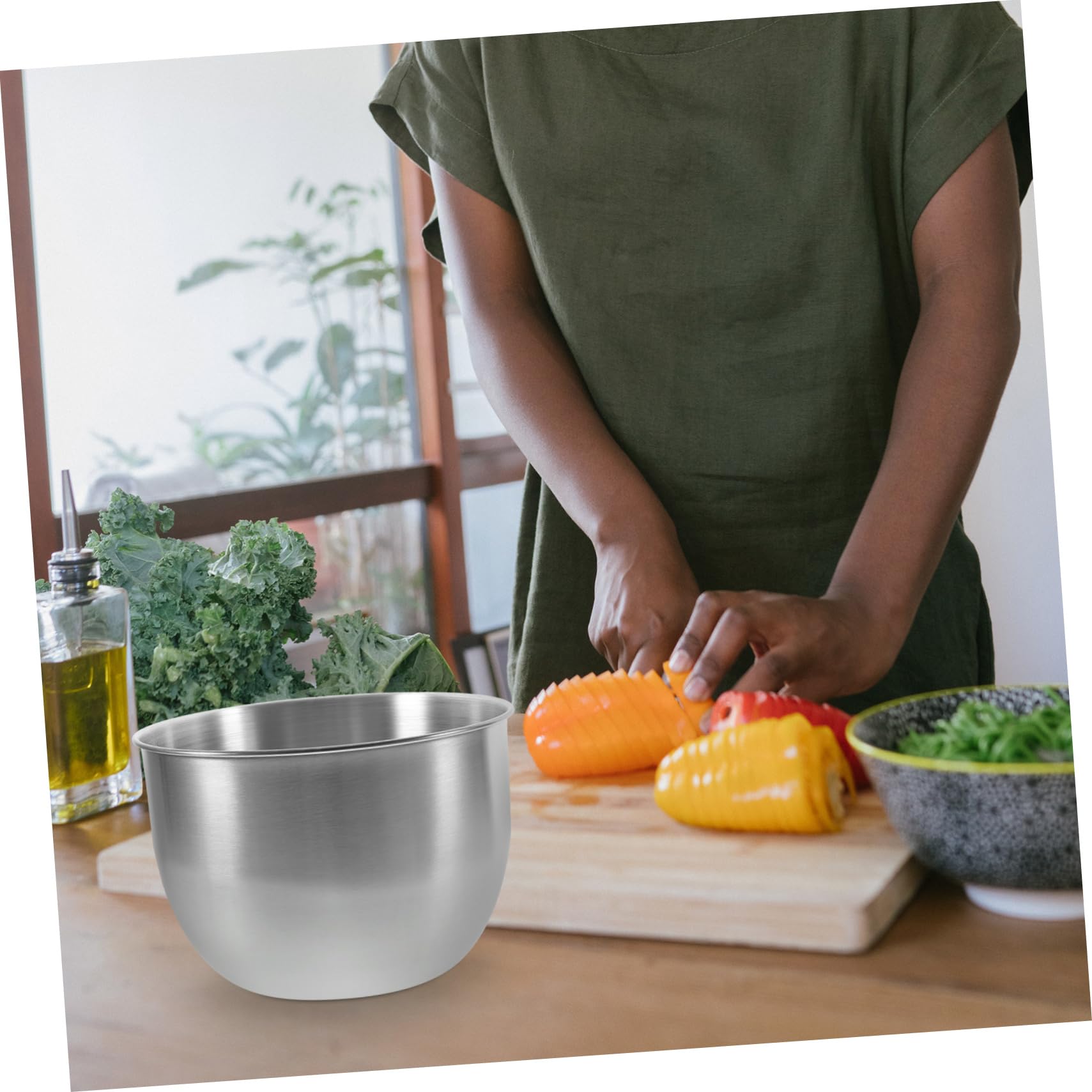 Mikikit Ciotola Grande in Acciaio Inossidabile per Cucina Bordo Arrotolato Antigoccia, Capacità Ampia per Mescolare Farine e Impasti in Casa e Sala da Pranzo