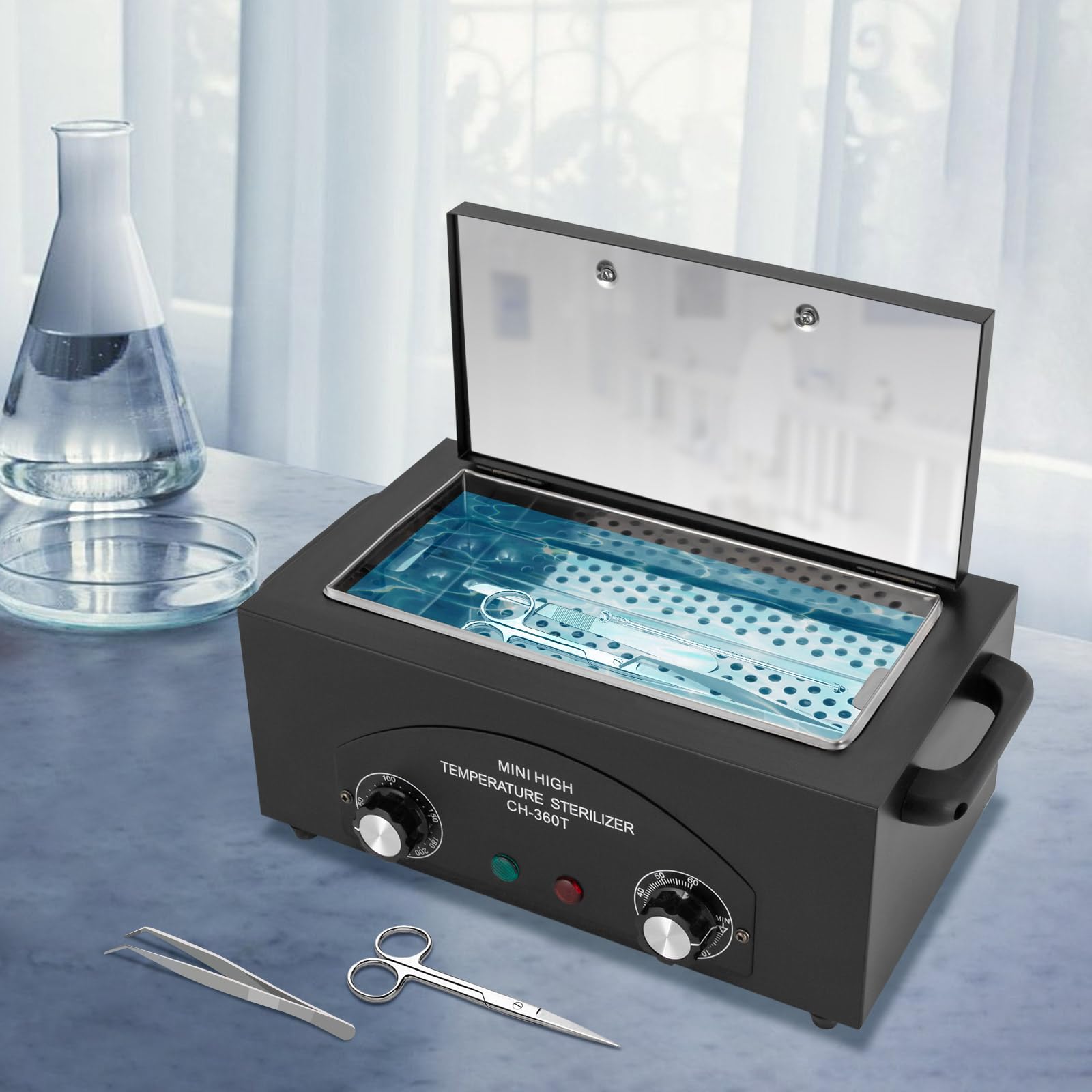Sterylizator gorącego powietrza 300 W, dezynfekcja z timerem, sterylizator w autoklawie do instrumentów, urządzenie do sterylizacji 1,5 l z wnętrzem ze stali nierdzewnej, idealny do salonów