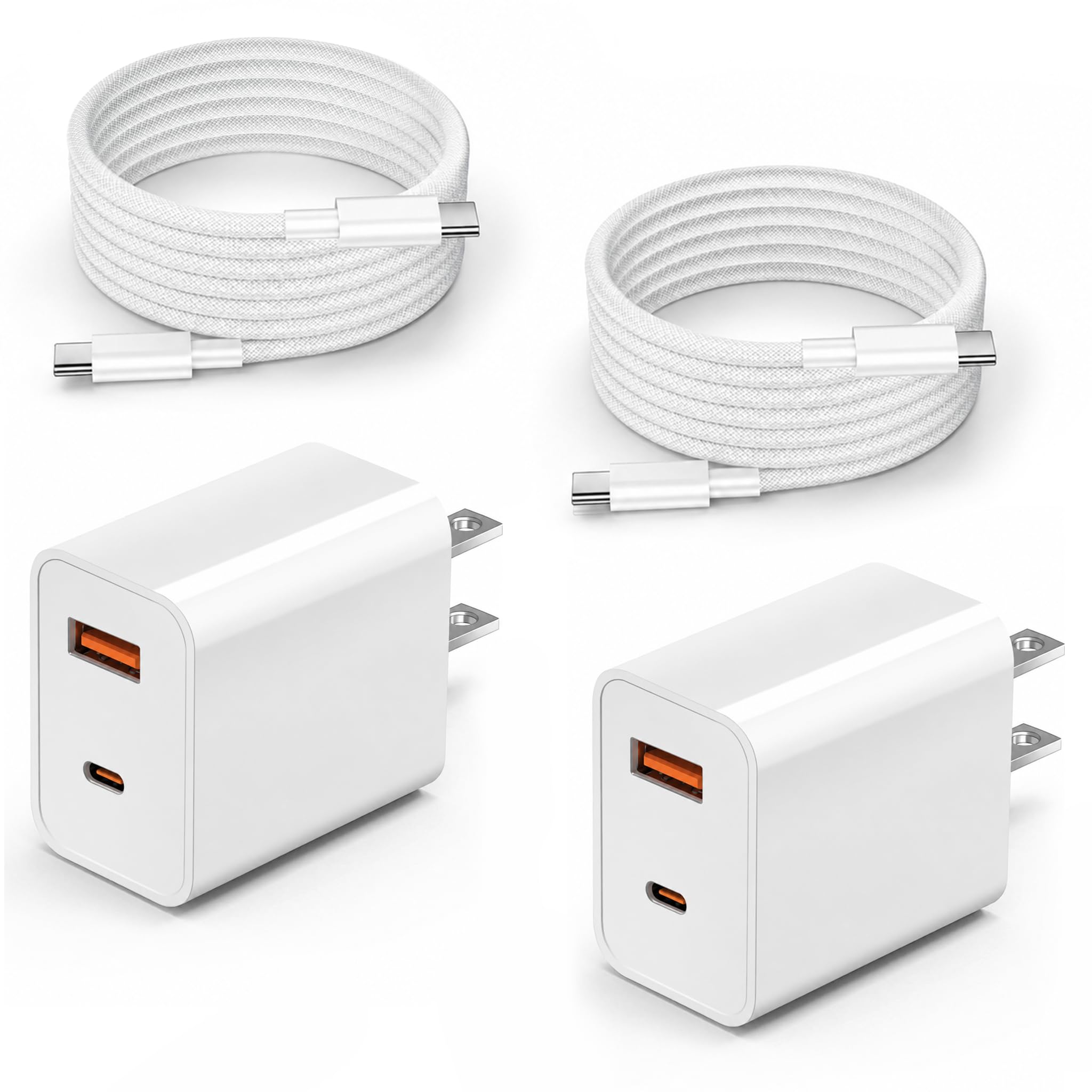 Dual Port 30W Type C Wall Power Adapter Compatible with Smartphone | Dual Type-C ports allow simultaneous fast charging. convenient to carry anywhere for travel, office and daily commute.