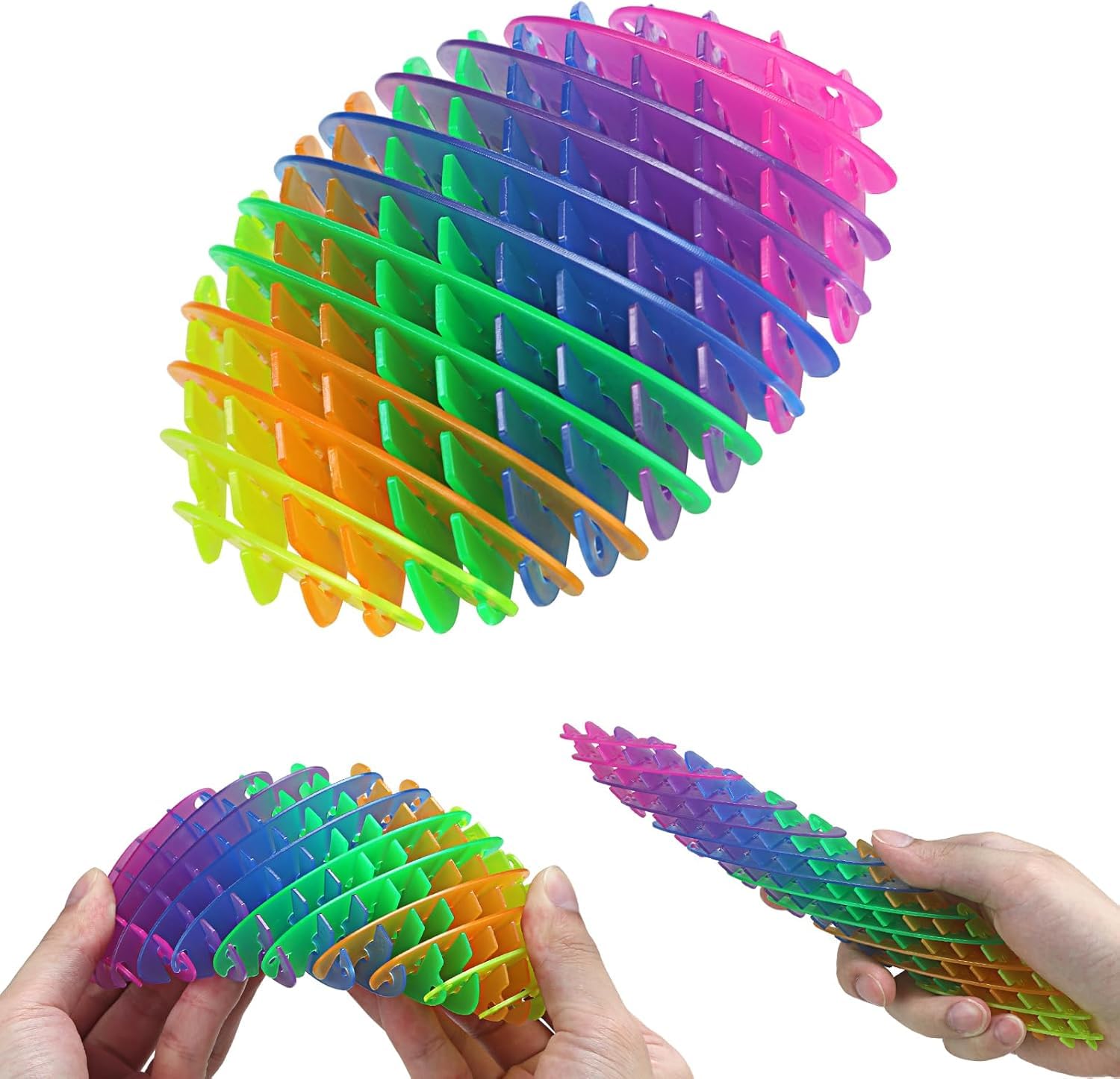 Fidget Worm Toys, Set of 6, Spiral Styrofoam, Stress Relief, Sensory Toys for Kids and Adults, Party Favors, Purple