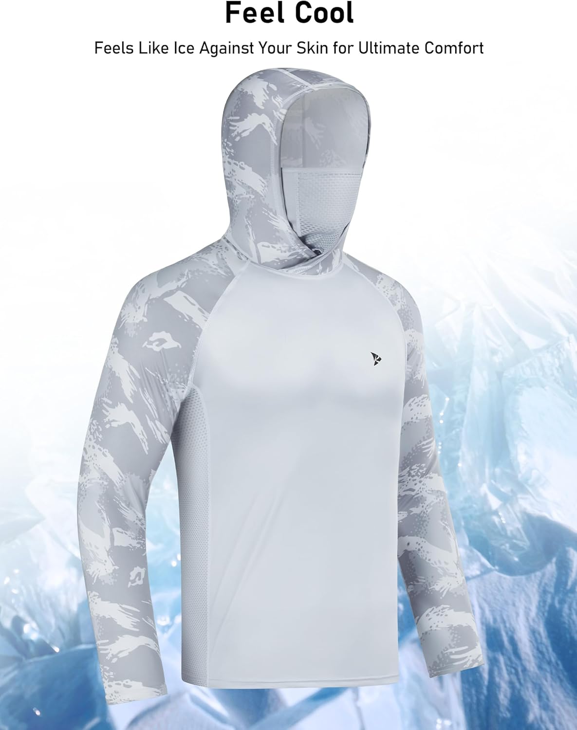Rodeel UPF 50+ Men’s Long Sleeve Performance Fishing Hiking Shirt with Mask UV Neck Gaiter Hoodie