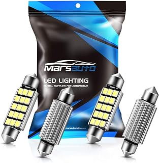 MarsAuto 578 LED Bulbs 400LM Super Bright 6500K White 2835 Chipsets - Plug & Play for Dome Map License Plate Trunk Lights 211-2 212-2 41mm 42mm RV (4 Pack)