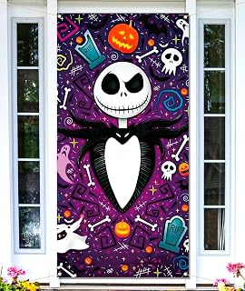 The Nightmare Before Christmas Door Cover Halloween Jack Skellington Birthday Theme Party Decoration Indoor Outdoor Backdrop for Home Decor Supply