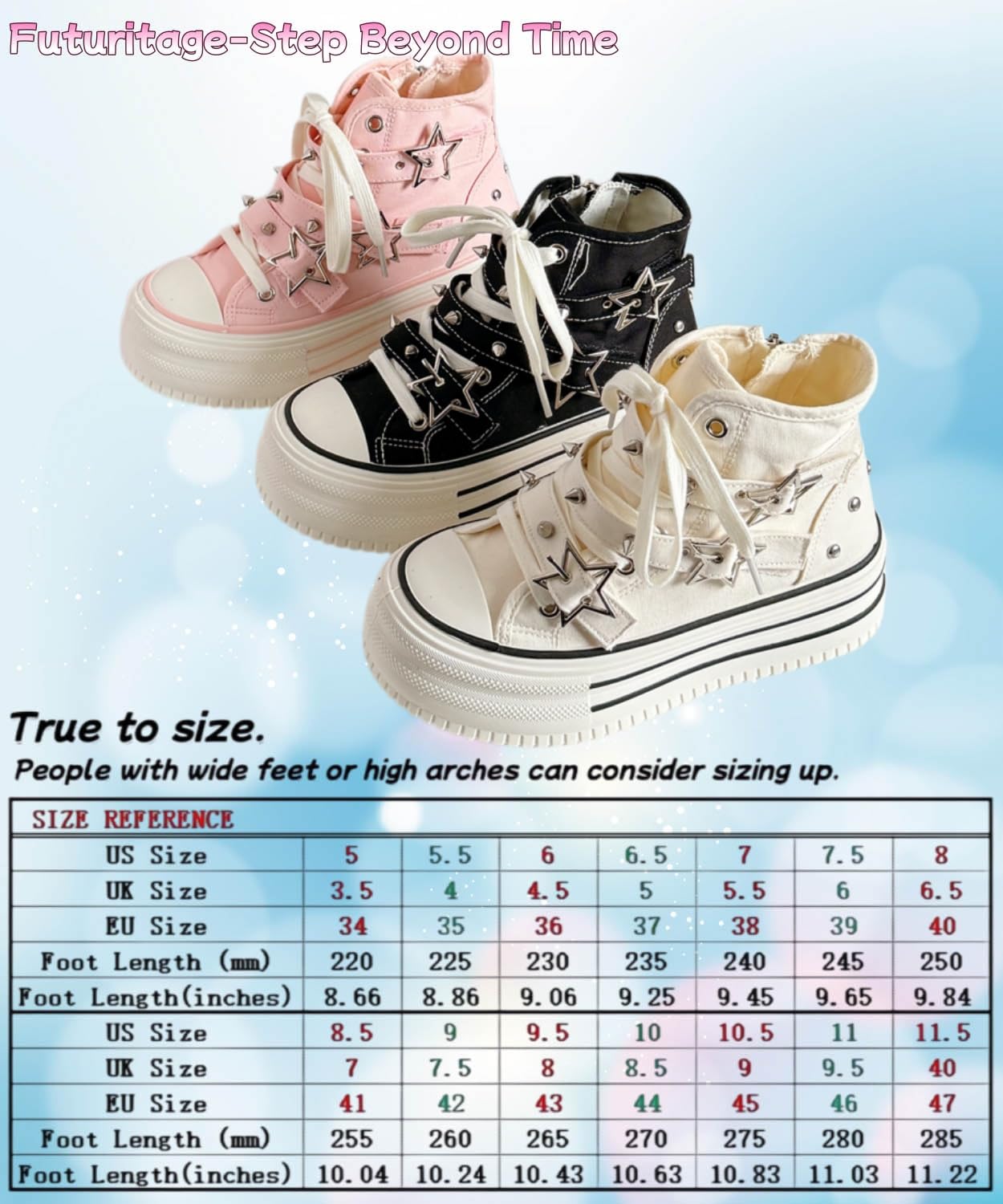 Damen Y2K High-Top Sneaker mit Stern Plateau aus Canvas