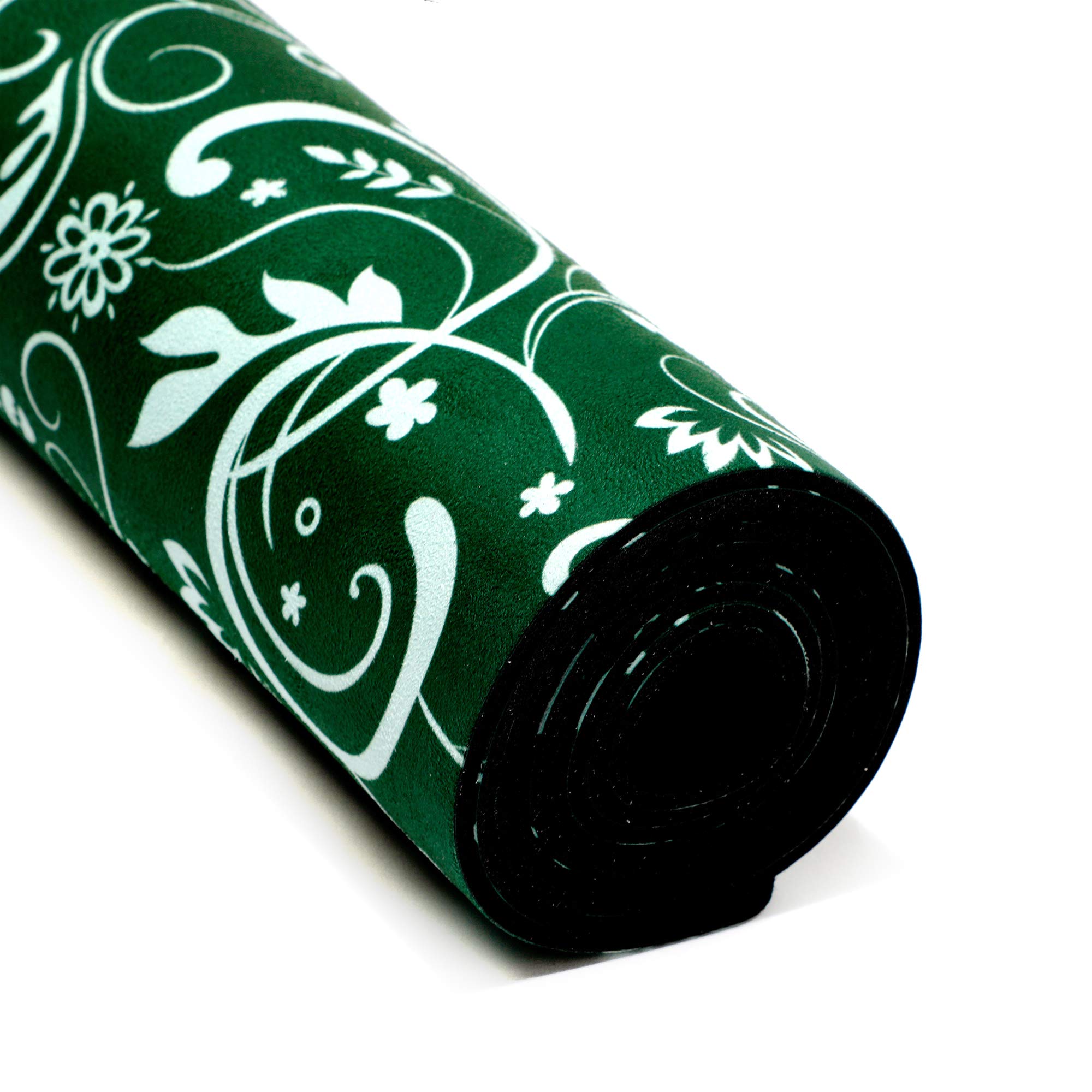 247YOGAMATS Esterilla de Yoga caucho y microfibra OLIVE FLORAL / 183 x 68 cm, 4 mm/Antideslizante/Apta lavadora/Yoga principiantes y avanzado/Cinta de transporte incluida