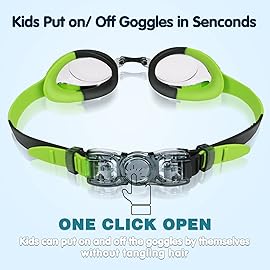 Keary Kids Swim Goggles for Toddler Children Girls Boys Youth, Anti-Fog Waterproof UV Protection Crystal Clear Vision Flat Lens Water Pool Goggles with 3 Nose Pieces