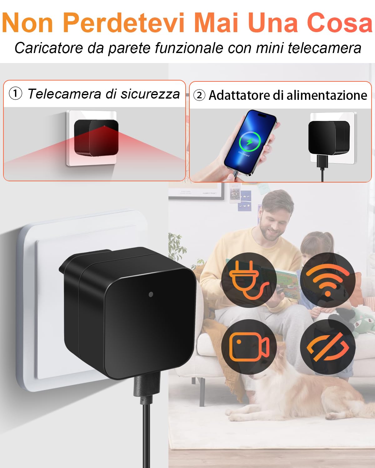 UYIKOO Telecamera Nascosta WiFi, 5G Mini Telecamera Spia Senza Fili Caricatore USB, Microcamera Spia Spy Cam 1080P HD Rilevazione del Movimento Videocamera Controllo Tuyasmart App per Casa Ufficio