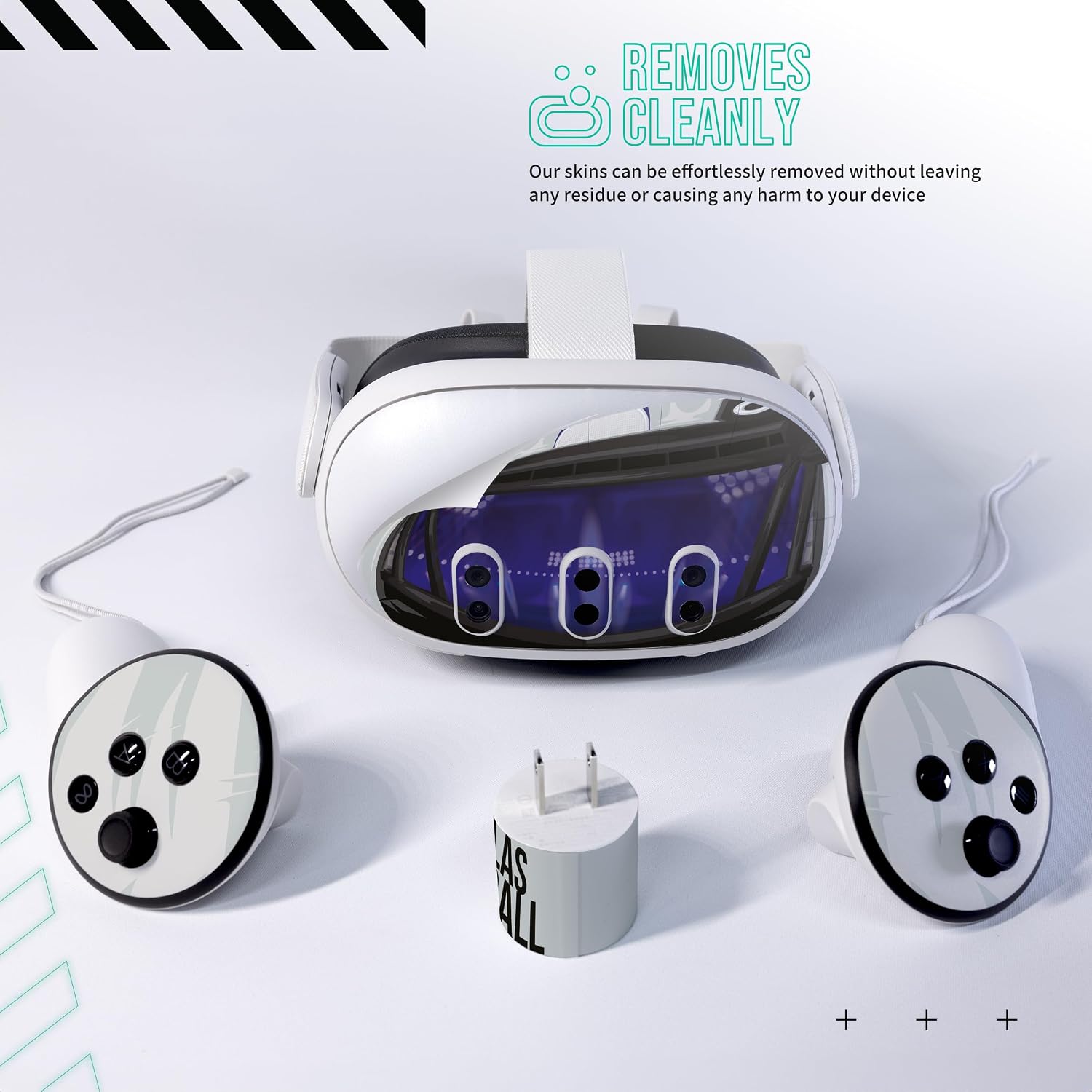 VR Headset Blue Football Helmet Skin and Accessories Stickers Kit Compatible with Meta Quest 3 Skin Vinyl Protective Cover Decal Compatible with Oculus Quest 3