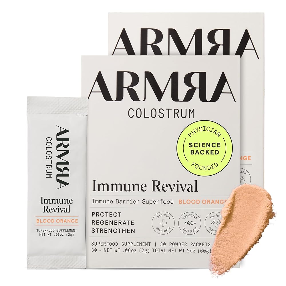ARMRA Colostrum Powder | Blood Orange | Gut Health & Bloating | Skin & Hair | Immunity | Keto, Gluten & Fat-Free | 60 Servings