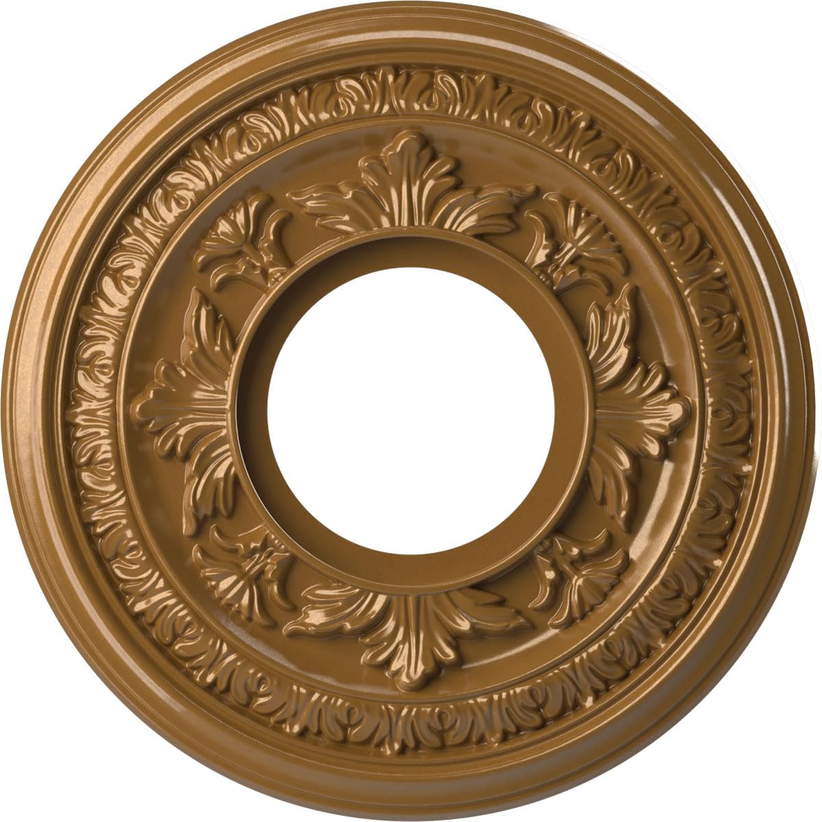 Ekena Millwork CMP10BADVG Baltimore Thermoformed PVC Ceiling Medallion (Fits Canopies up to 4 1/4"), 10"OD x 3 1/2"ID x 3/4"P, Universal Aged Metallic Vintage Gold