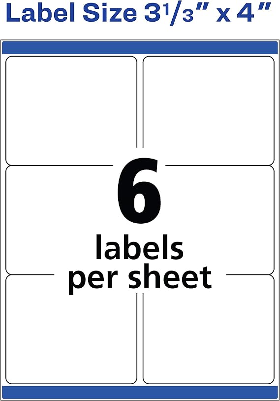Avery Printable Shipping Labels with Sure Feed, 3-1/3 x 4, White, 600 Blank Mailing Labels for Laser Printers (5164)