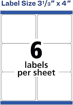 Avery Printable Shipping Labels with Sure Feed, 3-1/3 x 4, White, 600 Blank Mailing Labels for Laser Printers (5164)