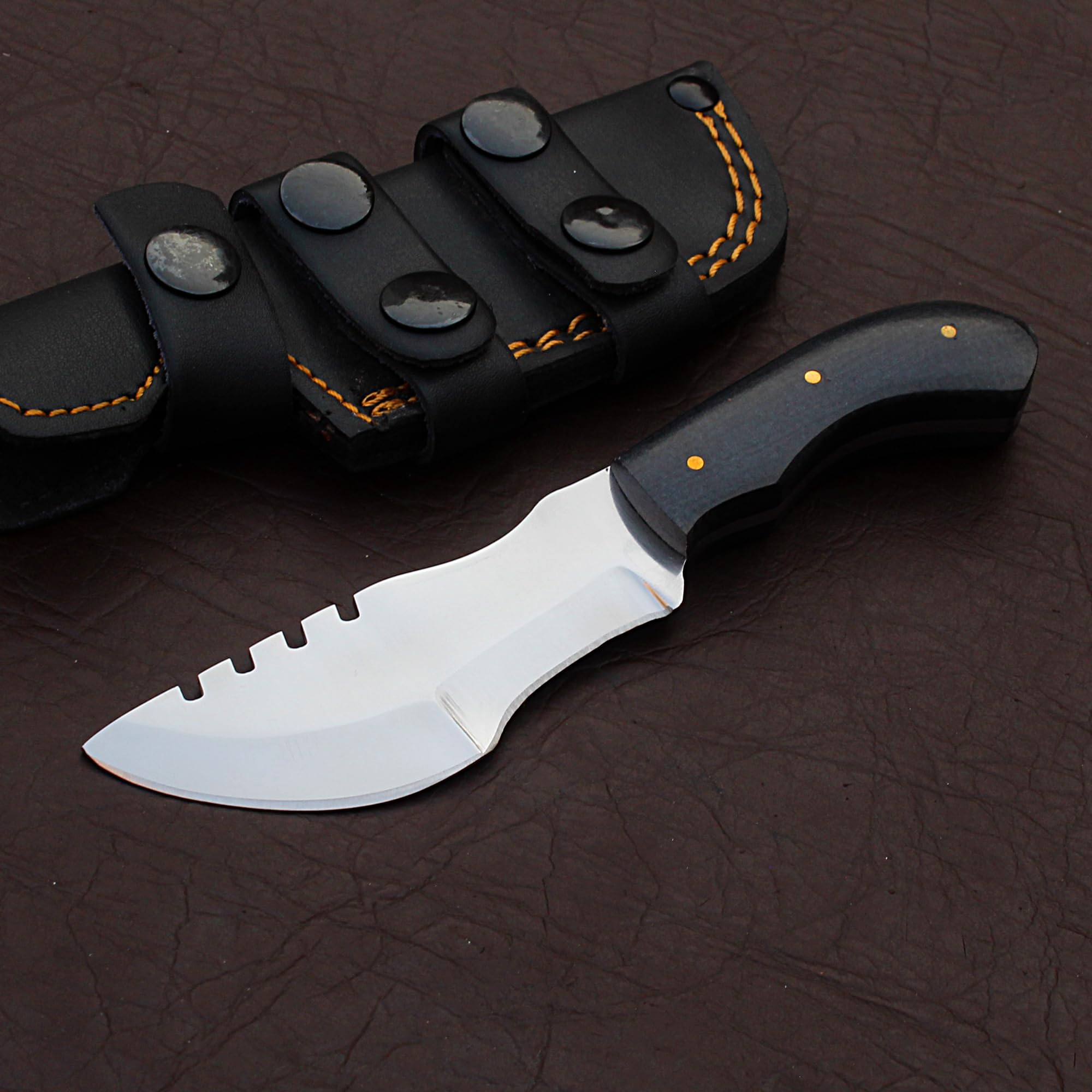 Handmade Tracker Knife - Full Tang Fixed Blade Hunting Knife with Sheath Horizontal Carry Knife Scout Carry Knife with Sheath Knives for Men (Milky)