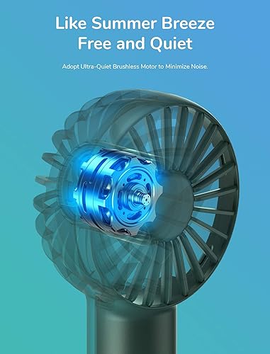 Miniatura 6 de JISULIFE Mini ventilador de mano con batería de 2000 mAh o mini ventilador personal alimentado por USB, 3 velocidades, flujo de aire mejorado,
