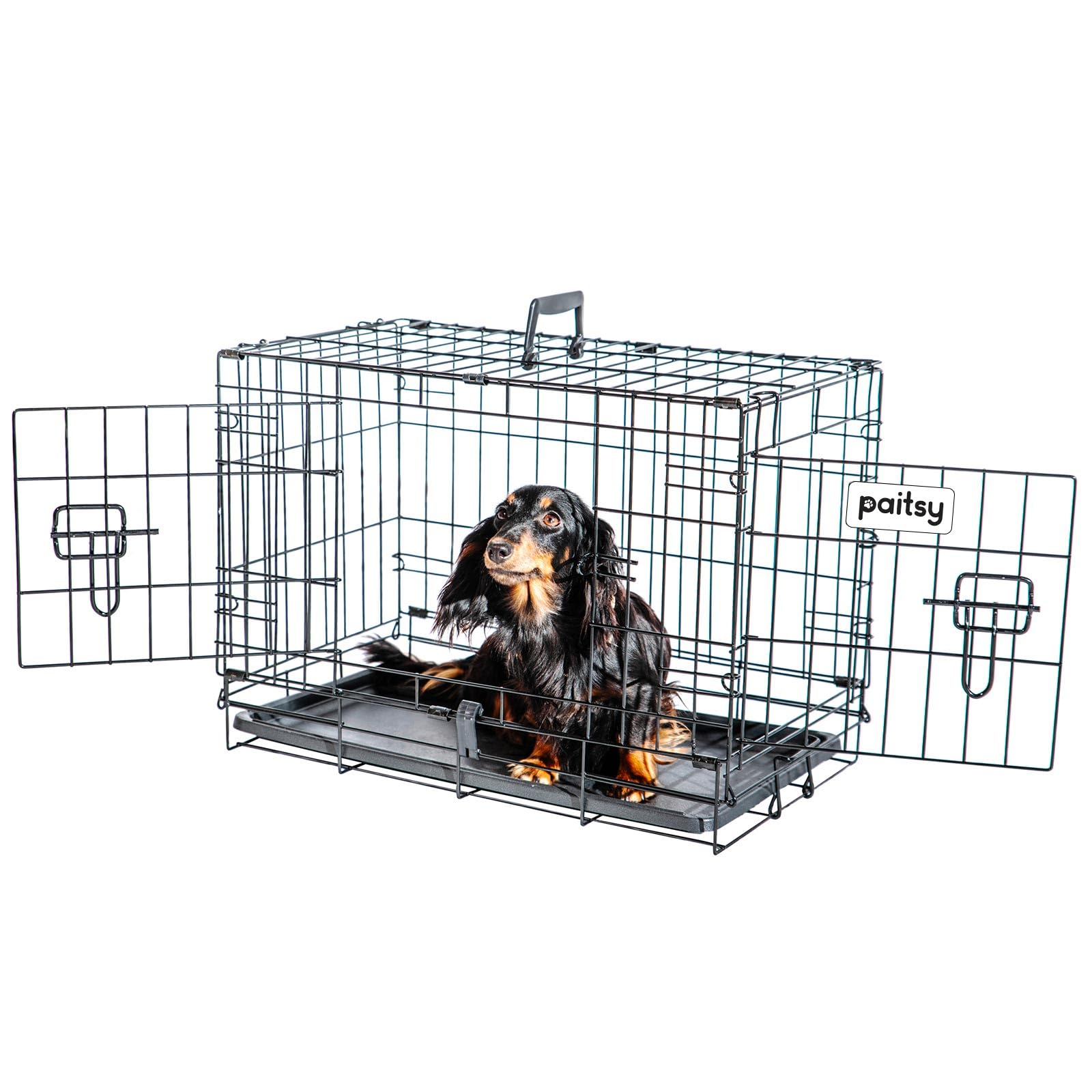 Hundetransportbox klappbar FortressooXS, Hundebox für mittelgroße Hunde 56x33x41cm, 2 Türen, herausnehmbares Tablett, für Innenbereich