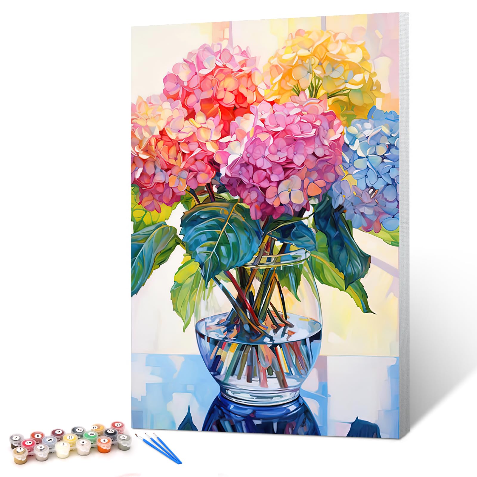 gelrovaled Dipingi con i Numeri per Adulti, Kit di Pittura acrilica Adulti Principianti Facile su Tela, Decora la casa Regalo,con Vernici e pennelli, 20 x 30CM, Con cornice (Flower 02)