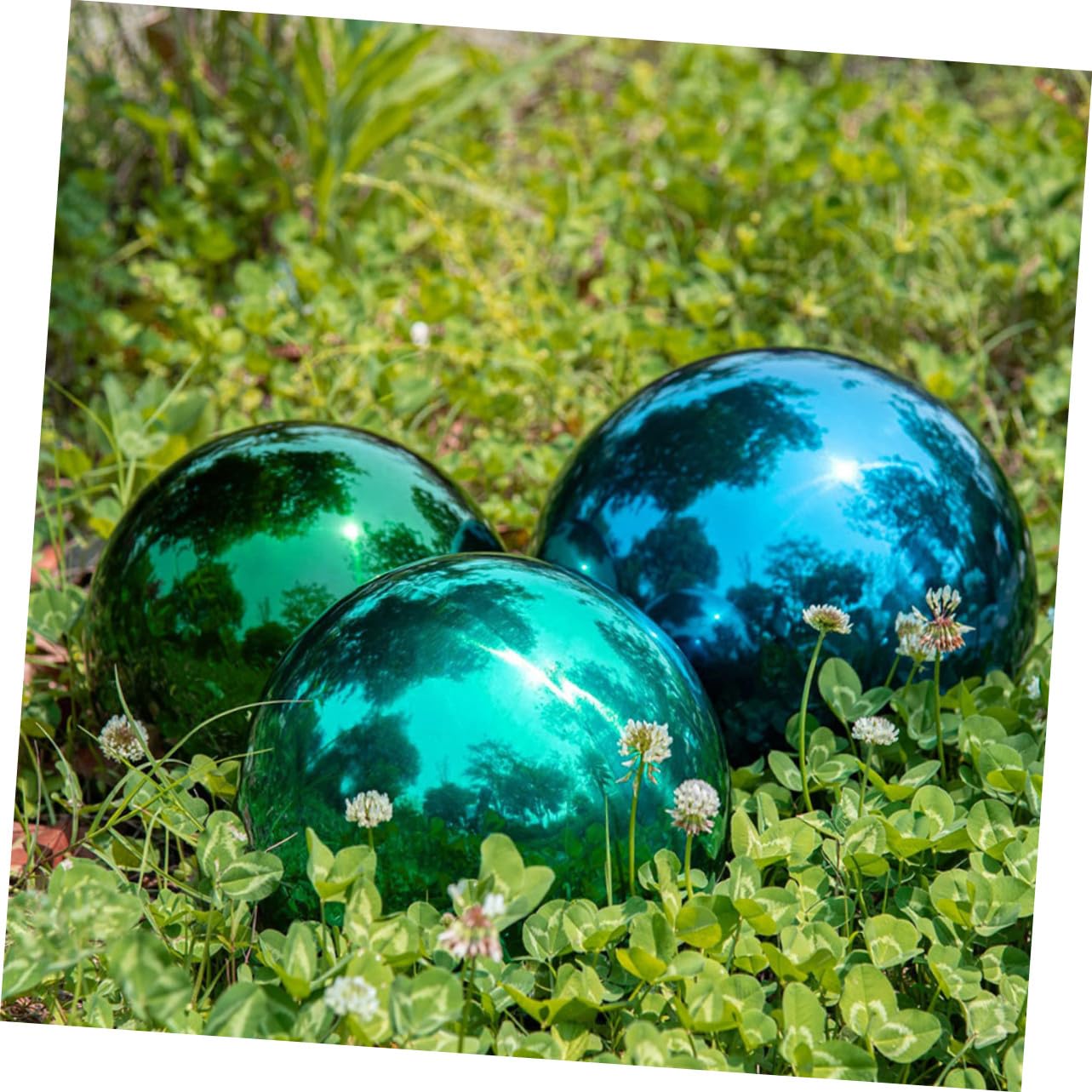GALPADA Sfera Specchiata in Acciaio Inossidabile Verde Lucido Decorativa per Giardino Riflesso Brillante e Forma Sferica come Ornamento Esterno
