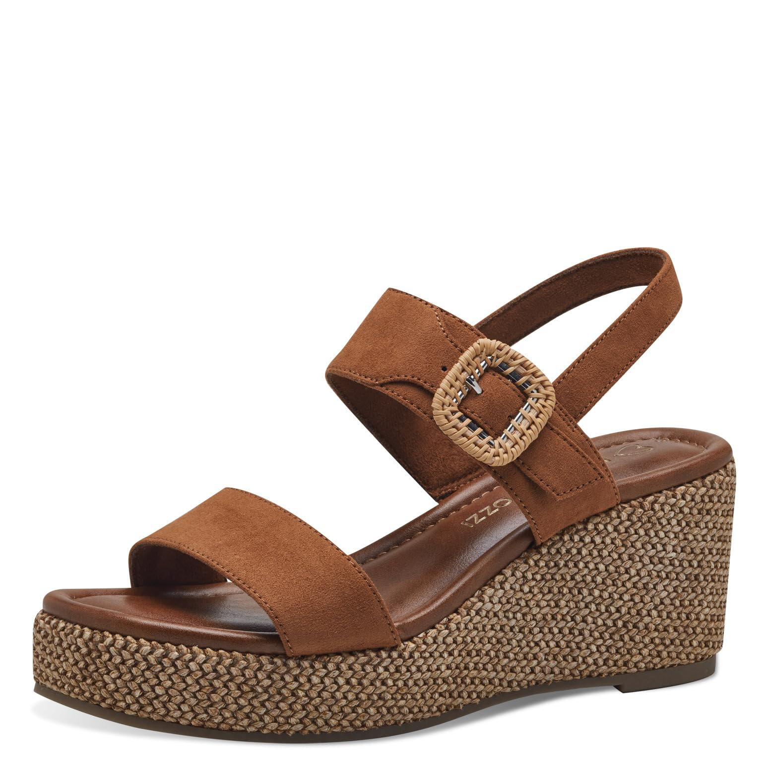 MARCO TOZZI Women's 2-28039-42 Wedge Sandal, COGNAC COMB, 5.5