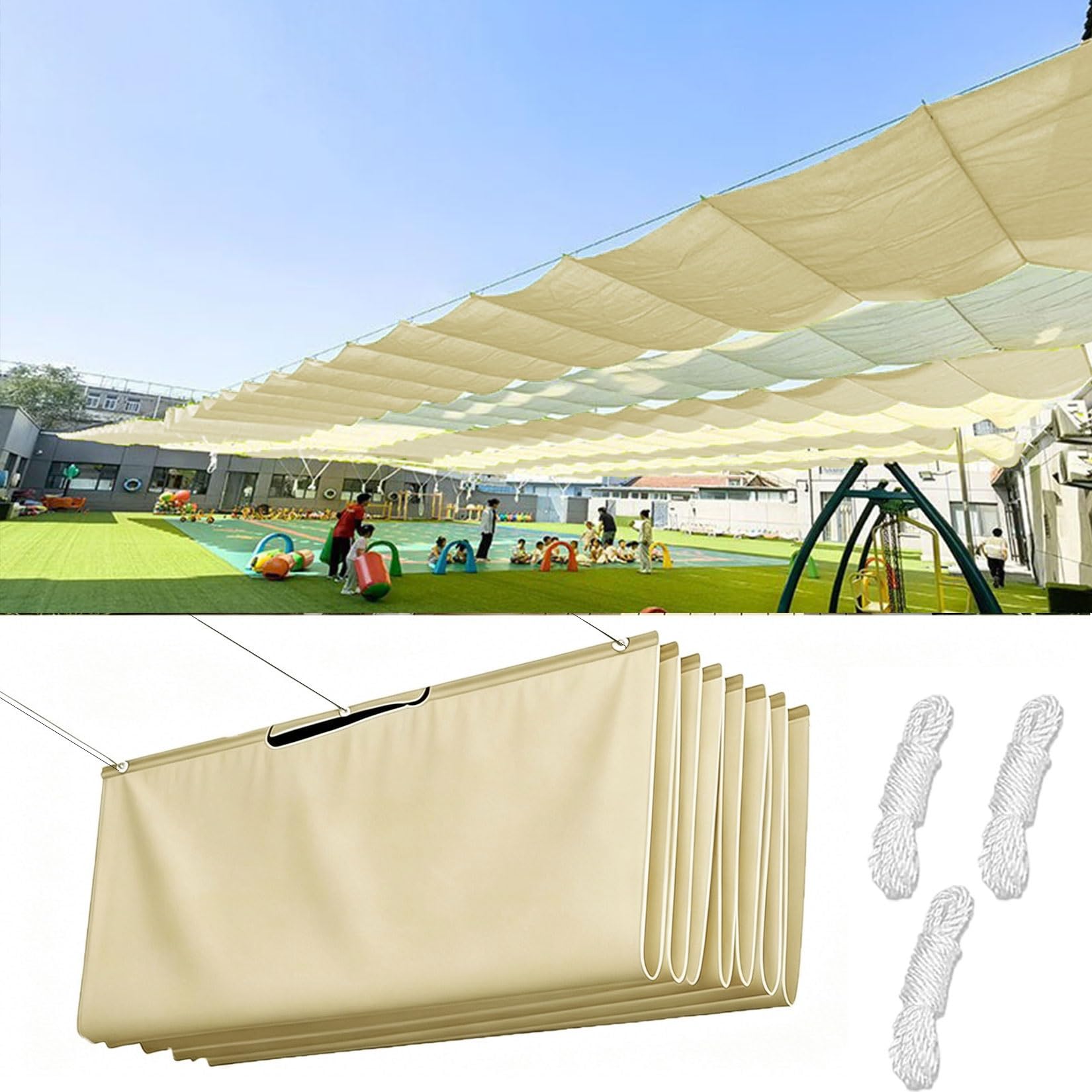 Toile-Ombrage Rétractable Vague imperméable et anti-UV pour pergola