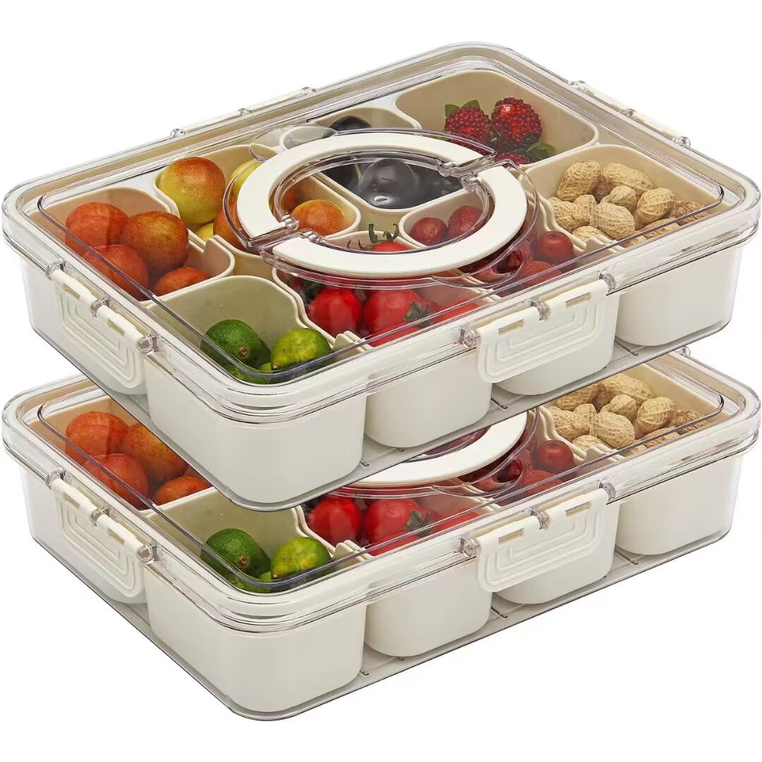 Amazon.com | MOELLYN 8-Compartment Snackle Box with Lid & Handle