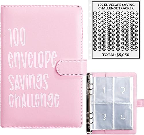 Desafío de ahorro de dinero con 100 sobres, carpeta de desafío de 100 sobres, manera fácil y divertida de ahorrar $5,050, carpeta de presupuesto con