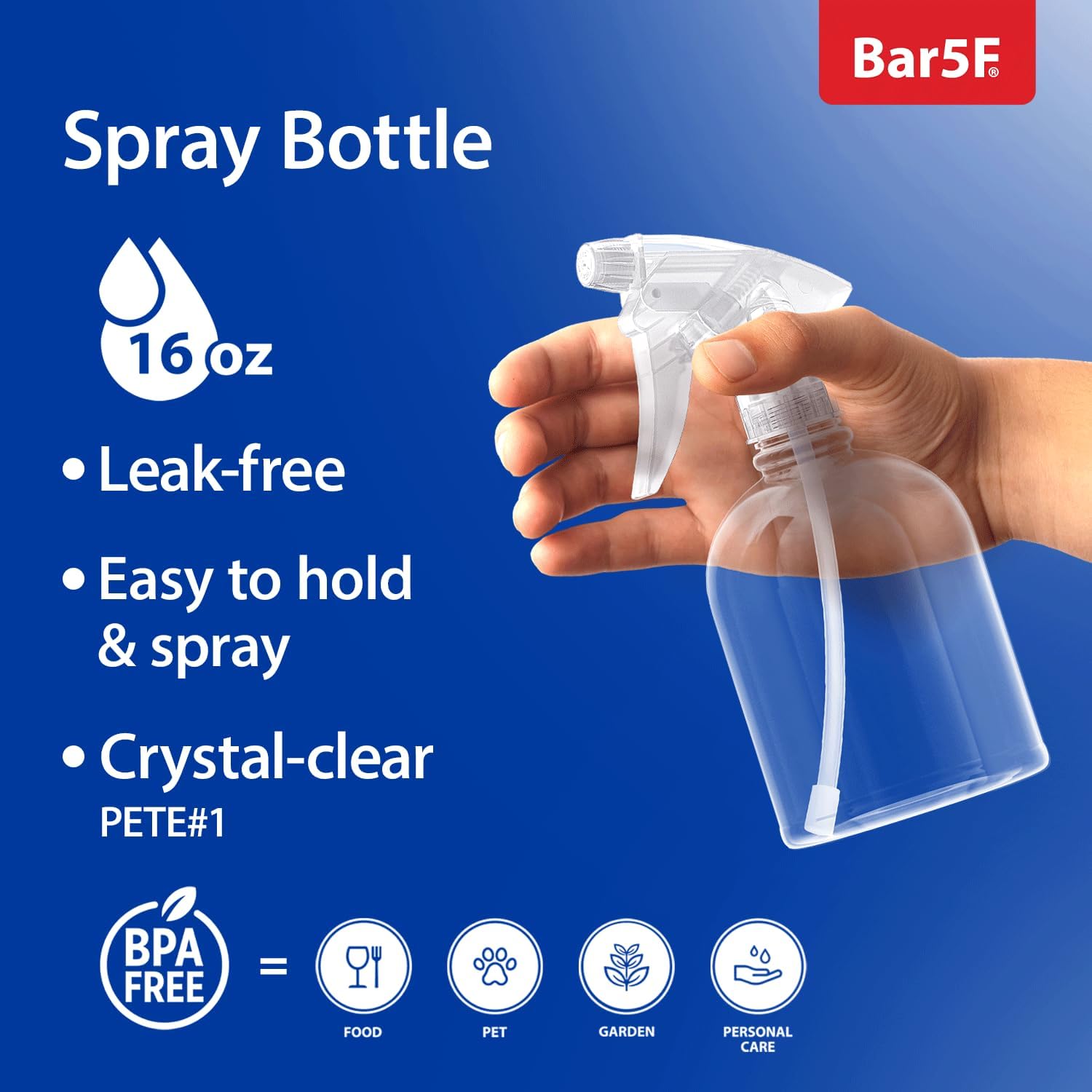 Plastic Spray Bottle, | Leak Proof, Empty, Clear, Trigr Handle,