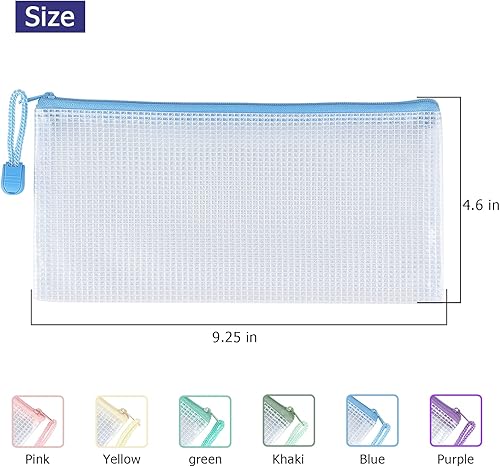 Miniatura 3 de Tamaki Paquete de 6 bolsas de malla impermeables para lápices, bolsa de plástico con cremallera, tamaño A6, para organización del aula, suministros