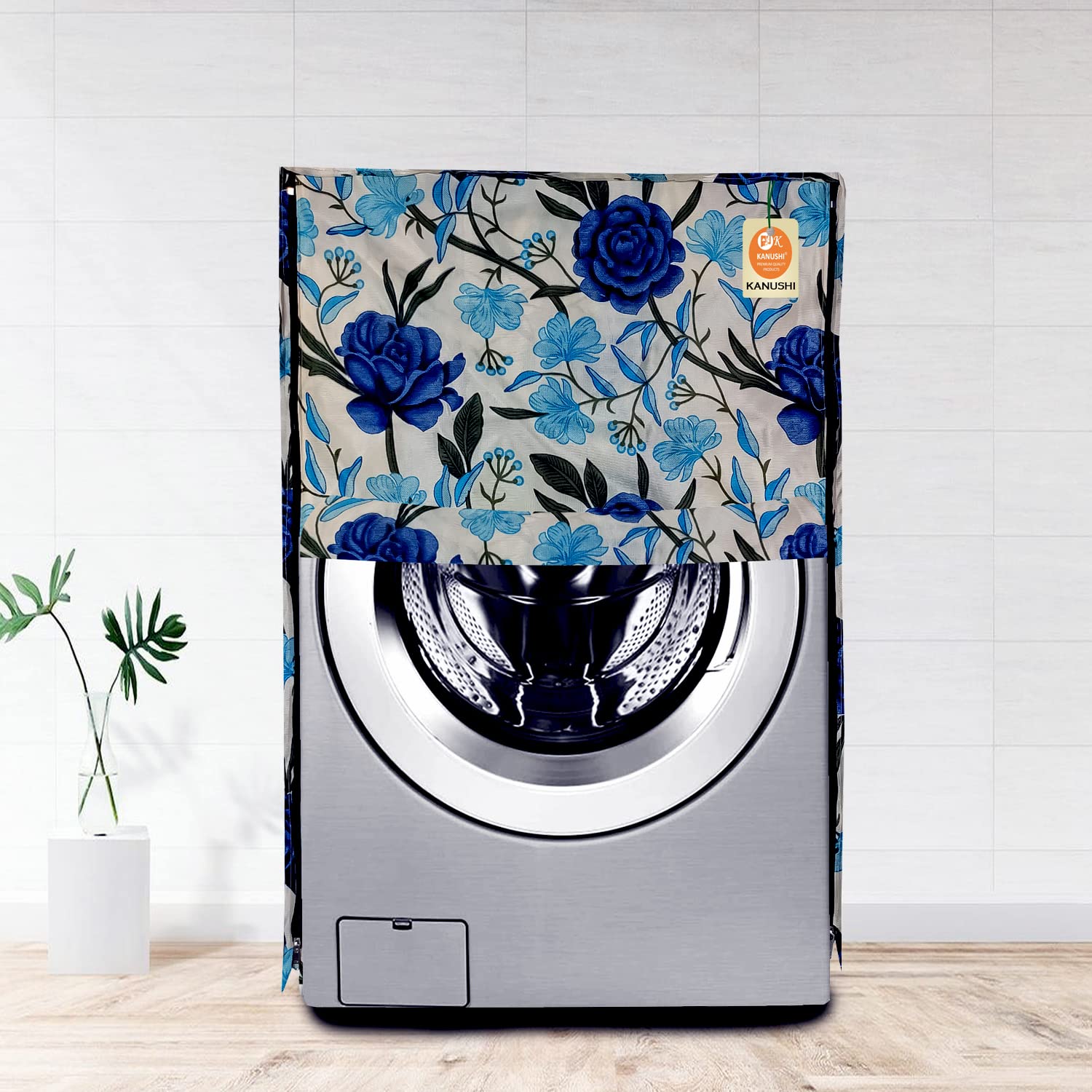 KANUSHI Industries® Washable & Dustproof Front Load Automatic Washing Machine Cover (Suitable for 6 Kg, 6.5 kg, 7 kg, 7.5 kg)(WASMAC-BLUE-ROSE-FRIONT-01) discount deal