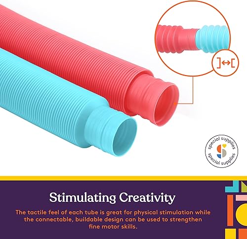 Miniatura 6 de Special Supplies Divertidos tubos de tracción y estiramiento para niños, juguete para reventar, doblar, construir y conectar, proporciona juego