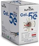 Fast Chat. Cat5e Câble Ethernet 1000ft - 24 AWG, CMR, Fils de cuivre à barres isolés PoE+ Chat 5e Câble Ethernet avec FastReel - 350MHZ / Vitesse de gigabit UTP câble Cat5e - CMR (Gris)