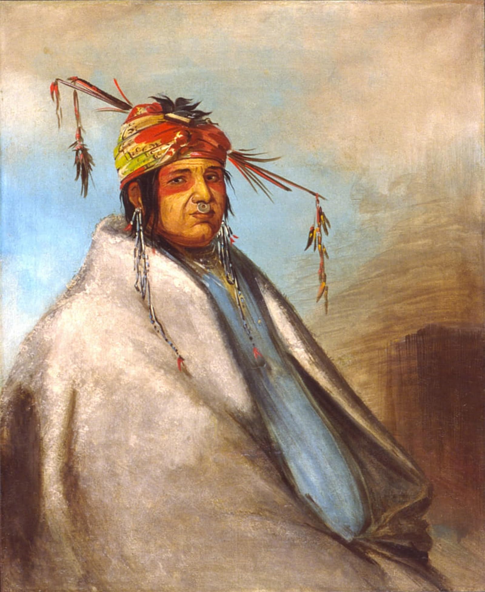 ARTXLXXBN Famous Print Painting Colorful Art Print a Chief by George Catlin Canvas Art Decorations for Home Decor 60x90cm