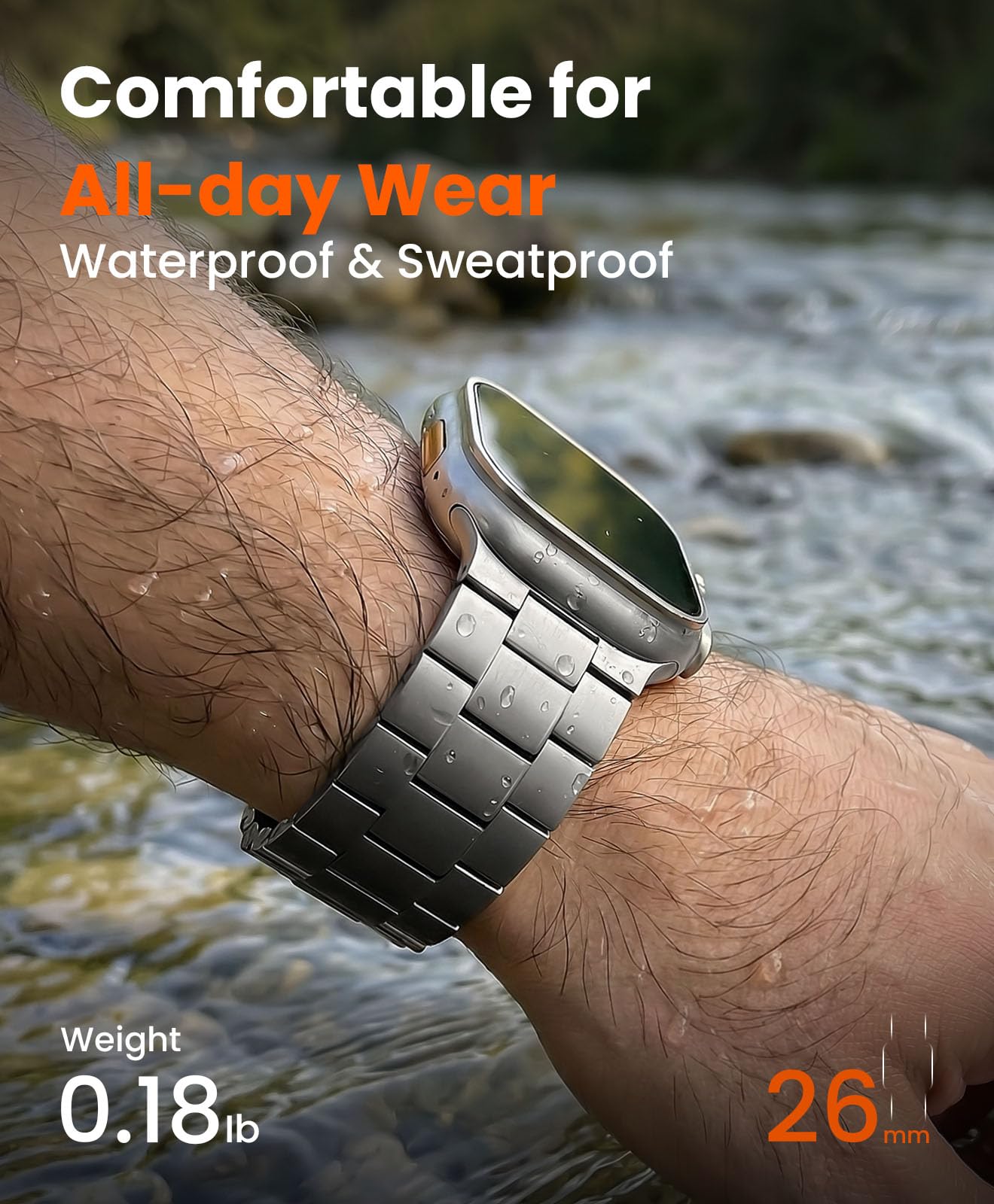 Tytanowy pasek do Apple Watch ULTRA & ULTRA 2: 49 mm regulowany tytanowy pasek do Apple Watch - lekki pasek do iWatch Apple Watch ULTRA 2 i ULTRA 49 mm