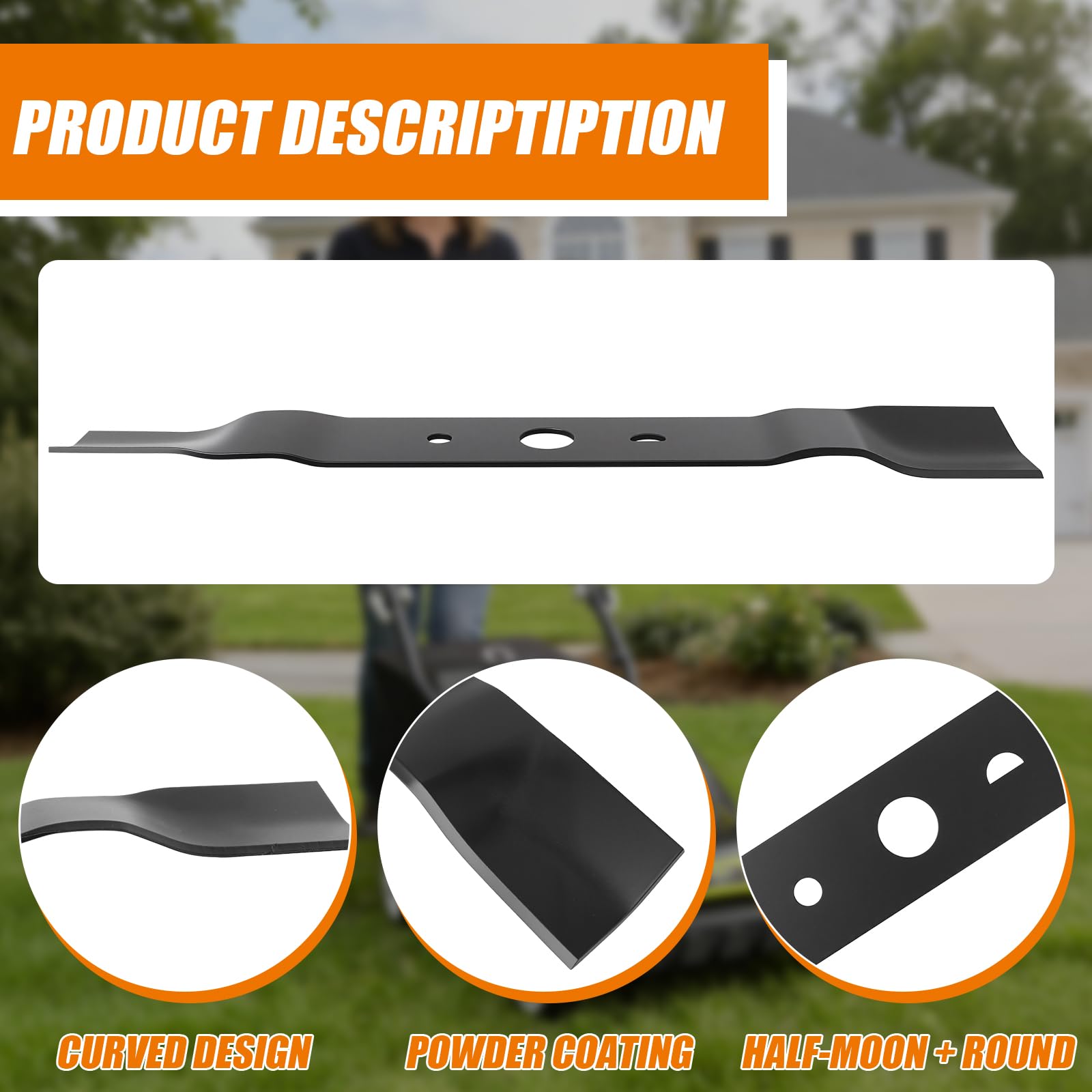AC04154 - Cuchilla de repuesto para cortacésped Ryobi de 40 voltios y 16 pulgadas, compatible con RY40112A, RY40100A, RY40140, RY40104A, P1111, P1100A, P1120 y P1102A, repuesto para 639154 80003